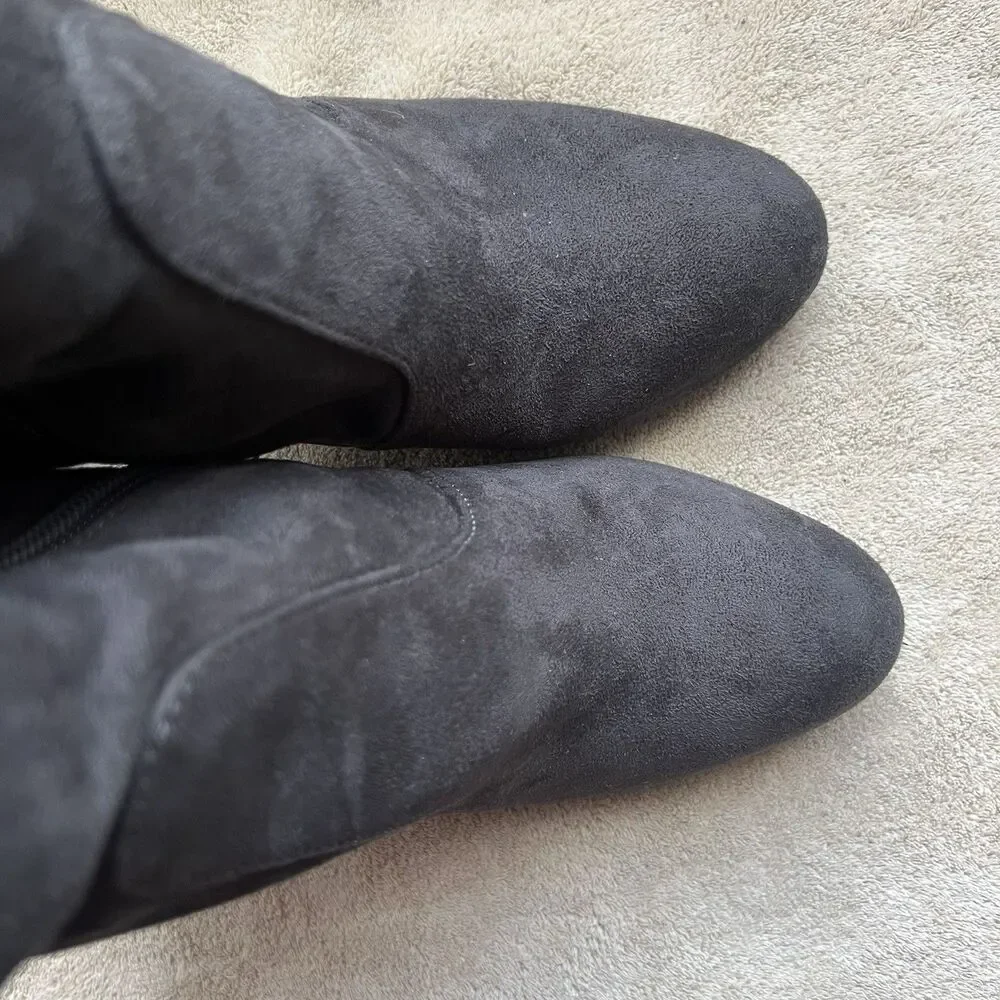 Sam Edelman Kent Microsuede Dark Gray Over the Knee Heeled Boots Women 6 Minimal